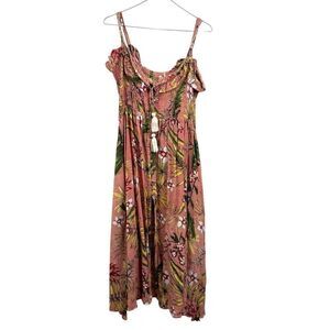 Z & L Anthropologie Europe Pink Tropical Sleeveless Maxi Dress